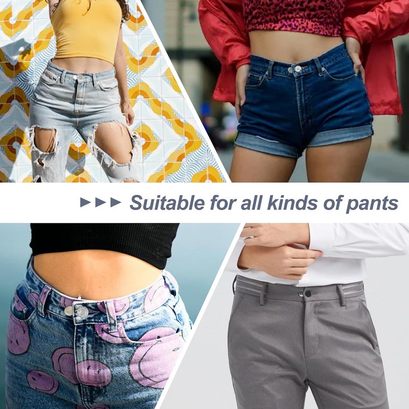 TaShow 36 Pcs No-Sew Button Extenders for Jeans, Adjustable Pants Button Extender, Invisible Waistband Extenders with Fabric Belts and Zinc Alloy Buttons, Comfortable Pants Extender for Women and Men - Image 5